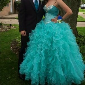 Prom dress-Corset Aquamarine Teal